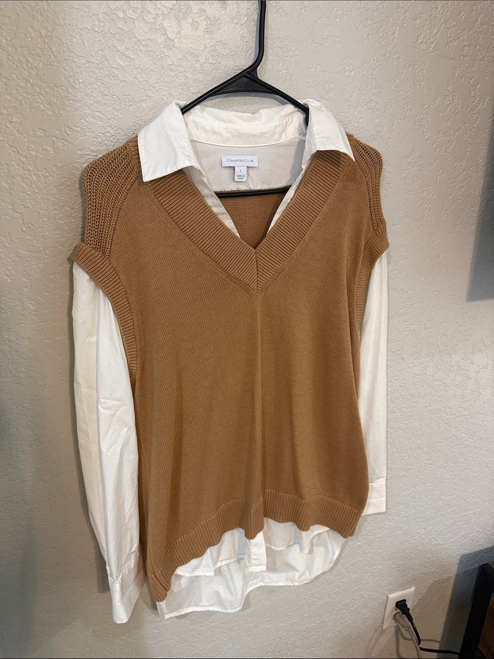 Charter Club Camel Brown V-Neck Sweater Vest